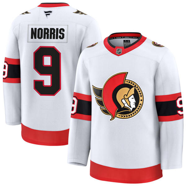 Men's Ottawa Senators #9 Josh Norris Fanatics White Away Premium Jersey Men's Ottawa Senators #9 Josh Norris Fanatics White Away Premium Jersey